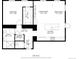 Detailed floor plan showcasing the layout of a one-bedroom apartment with an open-concept kitchen and living area at 4625 W 50Th Ave # 110, Denver, CO 80212