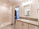 Bright bathroom featuring modern vanity and tiled shower, ideal for a fresh start at 1075 Spartan Ave, Berthoud, CO 80513