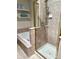 Modern bathroom showcasing a luxurious tub and a convenient shower, offering a spa-like experience at 601 Clarendon Loop, Castle Pines, CO 80108