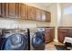 Laundry room complete with front loading machines, plenty of storage, and counter space at 311 Portmeirion Ln, Castle Rock, CO 80104