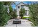 Backyard patio with rock fire pit and lush landscaping at 3775 Balderas St, Brighton, CO 80601