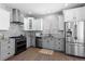Modern kitchen with stainless steel appliances, mosaic backsplash, and granite countertops at 3775 Balderas St, Brighton, CO 80601