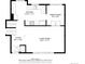 Floor plan showcasing the open-concept layout of the living room, dining room, and kitchen at 2160 S Flower St, Lakewood, CO 80227