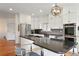 Modern kitchen features stainless steel appliances, sleek countertops, white cabinetry, and a stylish breakfast bar at 4212 E Orchard Pl, Centennial, CO 80121