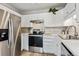 Bright kitchen with stainless steel appliances and white cabinets at 13606 E Bates Ave # 208, Aurora, CO 80014