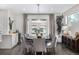 Dining area with round table, seating for six, modern light fixture, and a beverage center with wine storage at 2224 W 37Th Ave, Denver, CO 80211