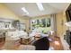 Bright, open living room with fireplace, large windows, and comfortable seating at 9141 Roundtree Dr, Highlands Ranch, CO 80126
