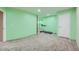 Carpeted basement features bright green walls and a treadmill at 6598 S Telluride St, Aurora, CO 80016