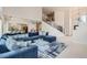 Bright open-concept layout showcases a large couch and stairs at 6598 S Telluride St, Aurora, CO 80016