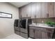 Modern laundry room with washer, dryer, and cabinets at 5320 S Race Ct, Greenwood Village, CO 80121