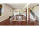 Basement recreation room with hardwood floors, recessed lighting, and access to the outdoors at 4002 Bell Mountain Dr, Castle Rock, CO 80104