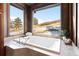 A luxurious bathtub with large windows offering scenic mountain views, perfect for relaxation at 10370 Grande Vista Ct, Lone Tree, CO 80124