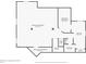 A floor plan displaying the home's basement featuring a bathroom, bedroom, closet, and unfinished storage spaces at 10029 Winterthur Ct, Highlands Ranch, CO 80129