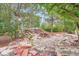 Serene backyard features beautiful rock landscaping and lush greenery at 22019 E Arbor Dr, Aurora, CO 80016