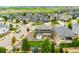 Aerial view of a home with fenced backyard, patio, and green landscaping in a neighborhood at 9567 Juniper Way, Arvada, CO 80007