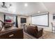 Finished basement with home theater with projector screen and comfortable seating for movie nights at 6817 Sequoia St, Frederick, CO 80530