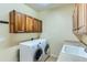 Functional laundry room with washer, dryer, sink, and plenty of cabinet storage at 1905 Graphite Ct, Castle Rock, CO 80108