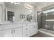 Double vanity bathroom with a large shower at 1126 S Yampa St, Aurora, CO 80017