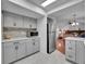 Spacious kitchen with gray cabinets, stainless steel appliances, open layout, and convenient microwave at 4670 E Euclid Cir, Centennial, CO 80121