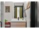 Modern bathroom with a floating vanity and a large mirror at 3116 N Gilpin St, Denver, CO 80205