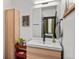 Modern bathroom with a floating vanity and a walk-in shower at 3116 N Gilpin St, Denver, CO 80205