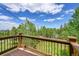 Balcony view of lush trees and a bright blue sky at 10436 Jeanette Ct, Morrison, CO 80465