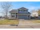 Charming two-story home with a well-manicured lawn and a two-car garage in a suburban neighborhood at 5796 E 129Th Pl, Thornton, CO 80602