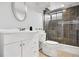 Clean bathroom with shower and white vanity at 9300 Grove St, Westminster, CO 80031