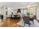 Elegant kitchen with a center island, a dining table, custom cabinets, and hardwood flooring at 2600 S Adams St, Denver, CO 80210