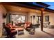 Back patio offering a fireplace, comfortable lounge seating, dining space, and seamless indoor/outdoor living at 2600 S Adams St, Denver, CO 80210
