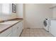 Well-equipped laundry room with modern washer/dryer and ample counter space with sink at 7858 Oban Ct, Lone Tree, CO 80124