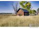 Quaint wooden shed nestled in a field of tall grass, exuding rustic charm and natural beauty at 14798 N 115Th St, Longmont, CO 80504