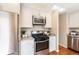 Modern kitchen equipped with stainless steel appliances, granite countertops, and white cabinetry at 3180 S Albion St, Denver, CO 80222