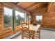 A quaint dining area with wooden table set by large windows offering scenic views at 25704 Shiloh, Conifer, CO 80433