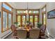 Bright dining area with wood trim and a view of the surrounding landscaping at 24768 Foothills N Dr, Golden, CO 80401