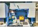 Birds-eye view of the rooftop deck and outdoor living space with modern furniture at 2044 N High St, Denver, CO 80205