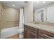 Bathroom with a bathtub and shower, vanity, sink, and modern fixtures at 8784 S Riviera Ct, Aurora, CO 80016