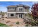 Backyard featuring a patio, rock landscaping, lawn, and multi-tone siding at 4307 Beautiful Cir, Castle Rock, CO 80109