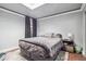 Bedroom featuring a gray bedspread and a skylight, creating a soothing atmosphere at 1295 S Downing St, Denver, CO 80210