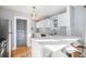 Modern kitchen with white cabinets and breakfast bar at 2236 Jasmine St, Denver, CO 80207