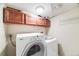 Convenient laundry room with upper cabinets and modern washer and dryer units at 245 Main St, Broomfield, CO 80020