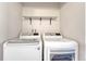 Convenient laundry room with modern washer and dryer, and a shelf for laundry supplies and storage at 8555 Fairmount Dr # G103, Denver, CO 80247