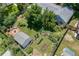 Aerial view of the property showcasing the landscaped backyard, garden, storage shed, and outdoor seating at 2440 Saulsbury St, Lakewood, CO 80214