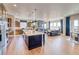 Spacious kitchen with a large island, stainless steel appliances, and an open-concept layout at 22077 E Rockinghorse Pkwy, Aurora, CO 80016