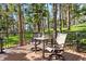 Enjoy outdoor dining on the deck with a table and chairs, surrounded by lush trees and a view at 929 Coneflower Dr, Golden, CO 80401
