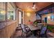 Cozy covered patio space with stylish furniture, a ceiling fan, and warm lighting at 1156 S Columbine St, Denver, CO 80210