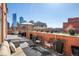 Enjoy this city view from the rooftop patio, complete with potted plants, a lounge area, and blue skies at 1501 Wazee St # 4B, Denver, CO 80202