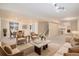 Finished basement living room featuring neutral carpet, recessed lighting, and furniture at 6911 Chestnut Ct, Parker, CO 80134