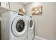 This spacious laundry room is equipped with modern washer and dryer units at 4853 Cattle Cross Ln, Castle Rock, CO 80104