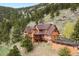 Charming home exterior with a welcoming porch, and a well-maintained yard at 33095 Bergen Mountain Rd, Evergreen, CO 80439
